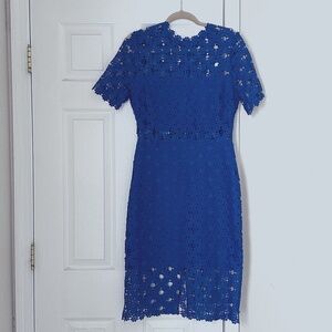Women Lulu's Heartfelt Royal Blue Lace Bodycon Midi Dress Size Medium M